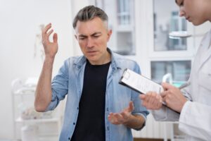 Médecin effectuant un contrôle médical de routine- greffe de cheveux en France