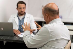 Homme subissant un processus d'extraction d'unités folliculaires. prix des greffes de cheveux