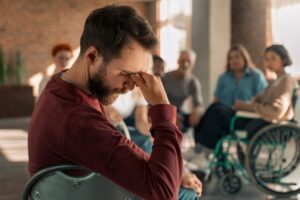 Réunion du groupe de soutien à la thérapie psychologique. 