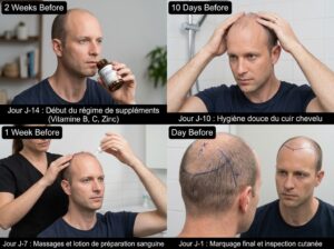 La préparation du corps et du cuir chevelu les semaines précédentes